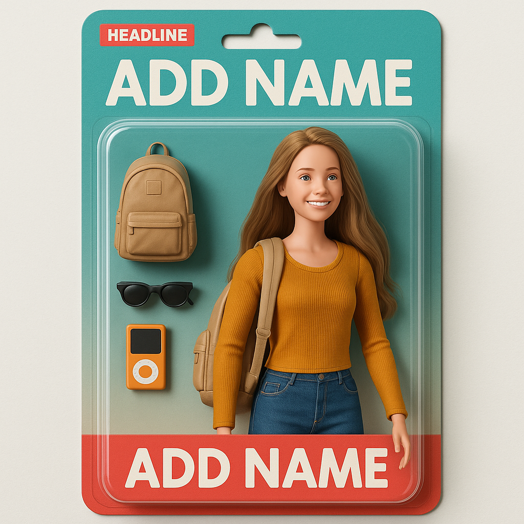 Barbie-style AI doll with classic aesthetics