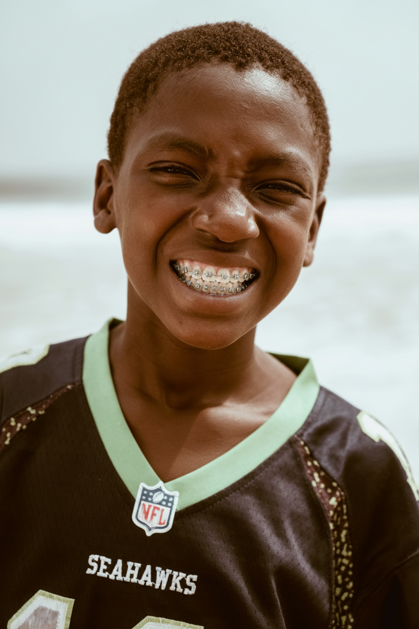 Classic metal braces for everyday smiles - boy with Seahawks jersey