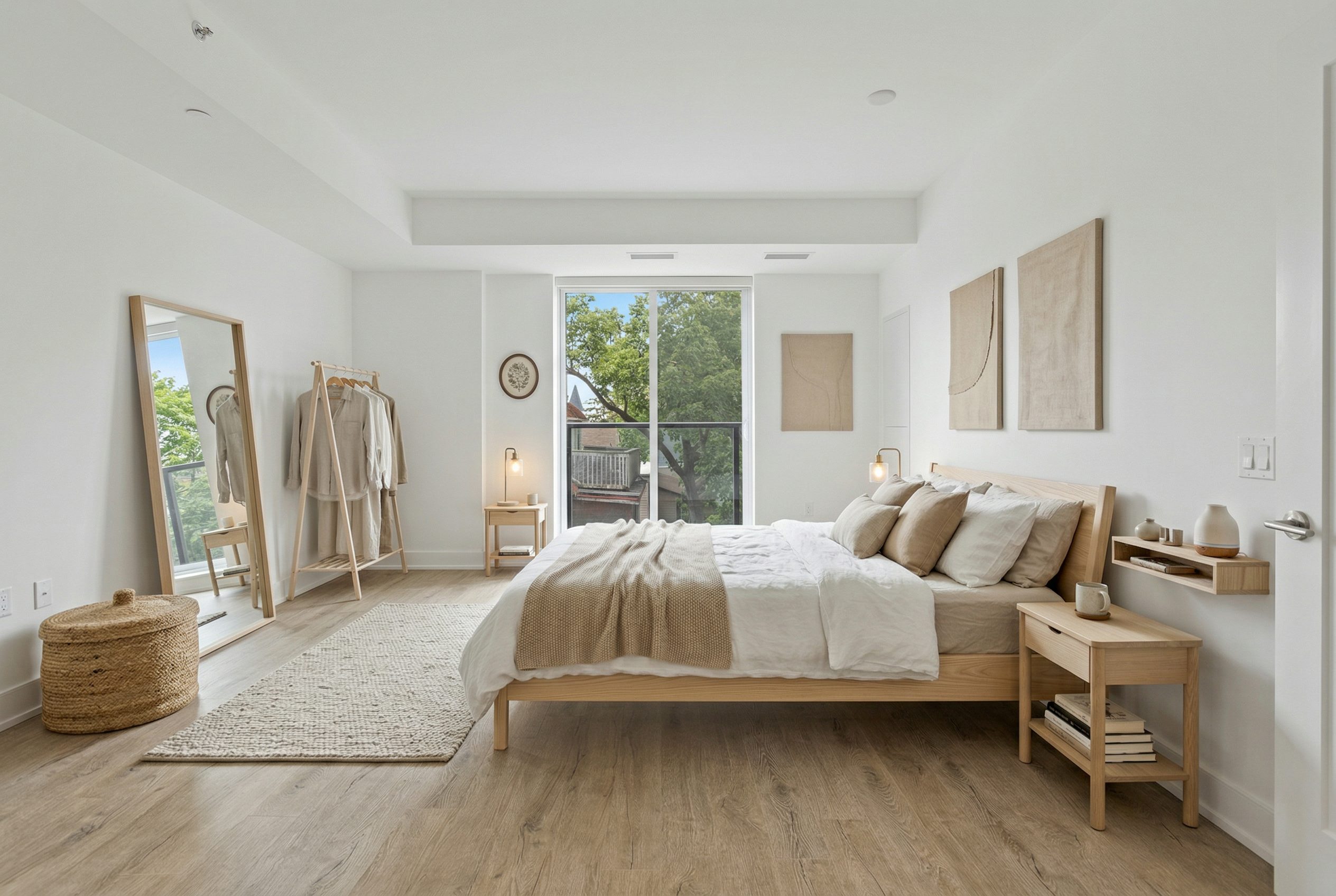 AI生成のスカンジナビアン寝室デザイン