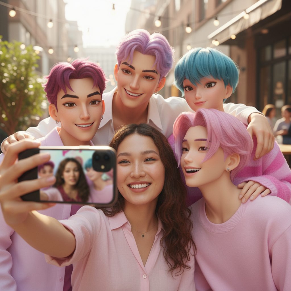 KPop Demon Hunter グループリハーサル - ダンス練習モードのHuntrixとSajiaBoysによる遊び心のある雰囲気