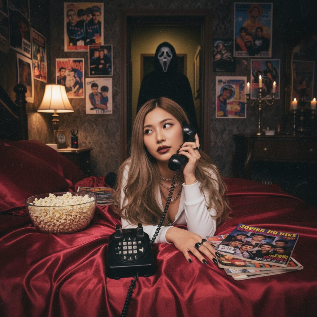 ホラーロマンス эстетикаでGhostface AIジェネレータートレンドに参加するカップル