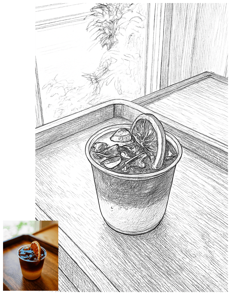 AI Line Drawing Generator - コーヒーカップの写真をラインドローイングに変換