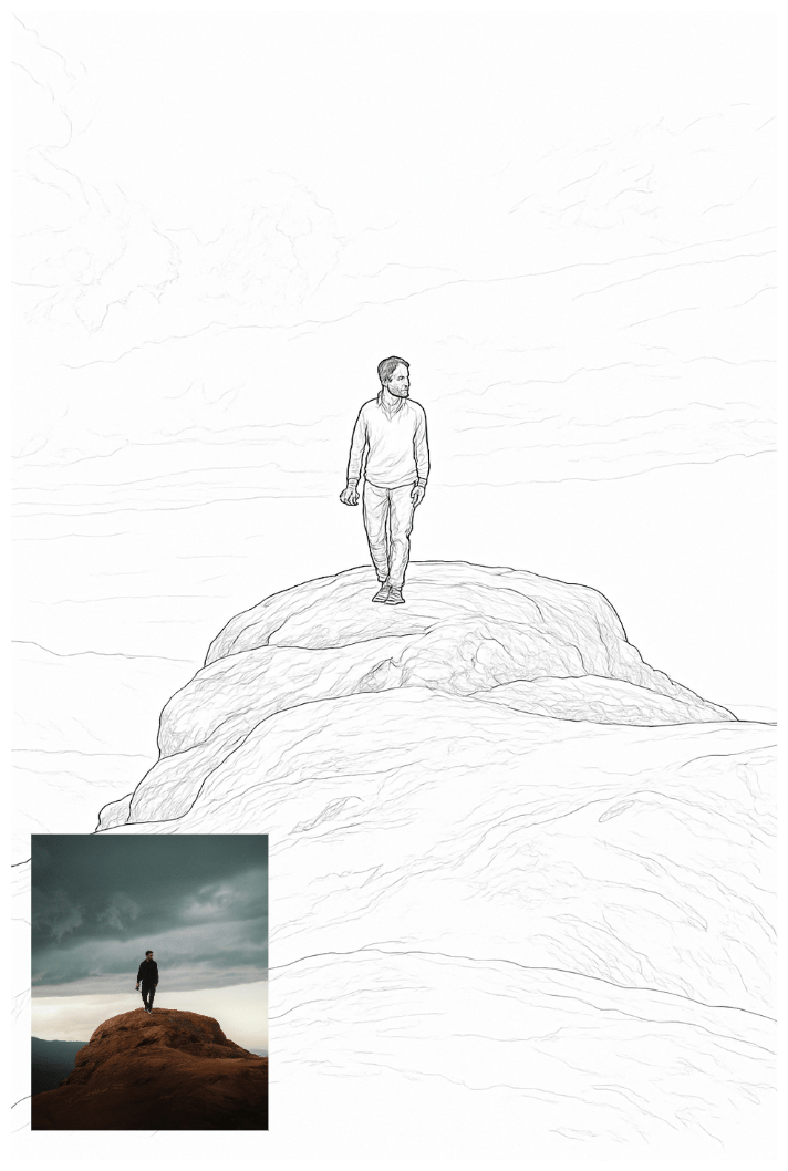 ポートレート写真をラインドローイングスタイルに変換