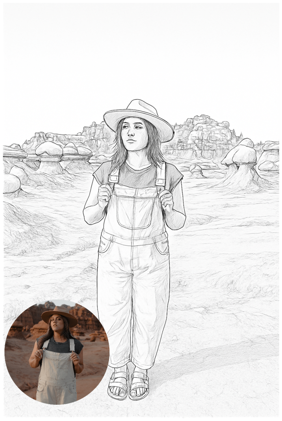 風景写真をラインドローイングアートに変換