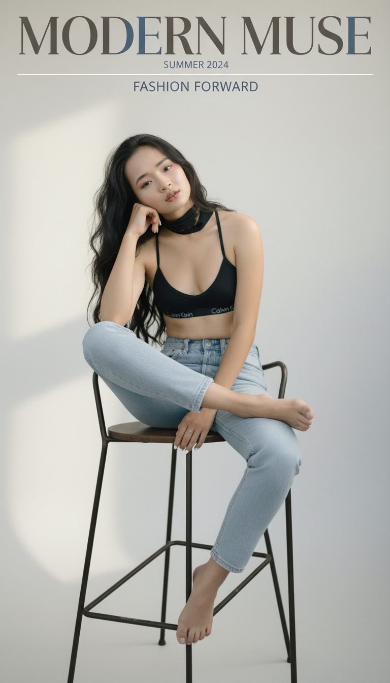 モダンカジュアルな雑誌ルック - スタイリッシュな日常エディトリアル