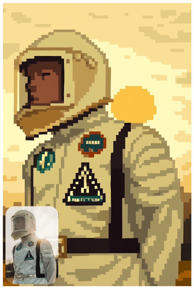 ピクセルアートに変換されたポートレート写真