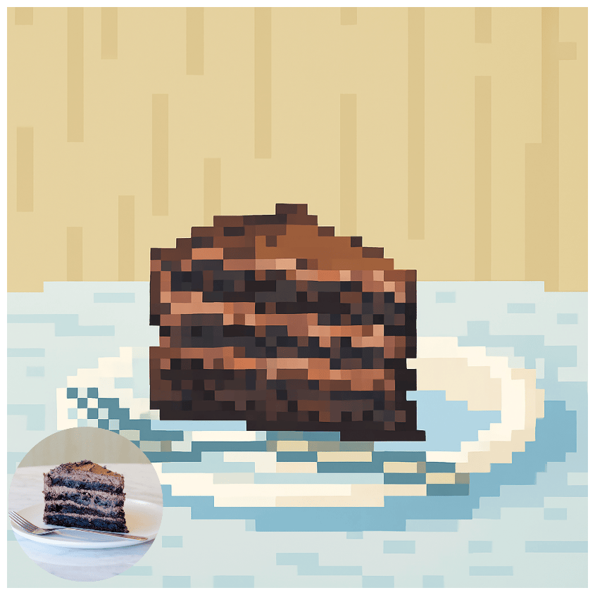 ピクセルアート風に変換された料理写真