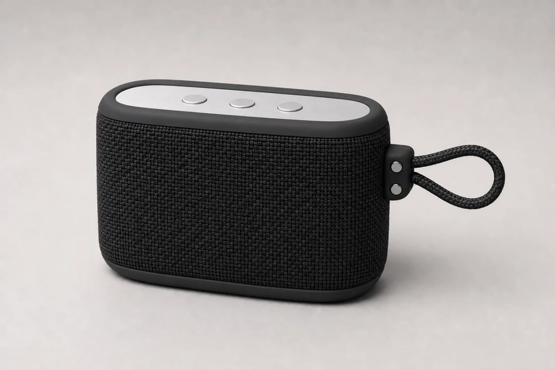 Portable speaker recolored graphite black and silver