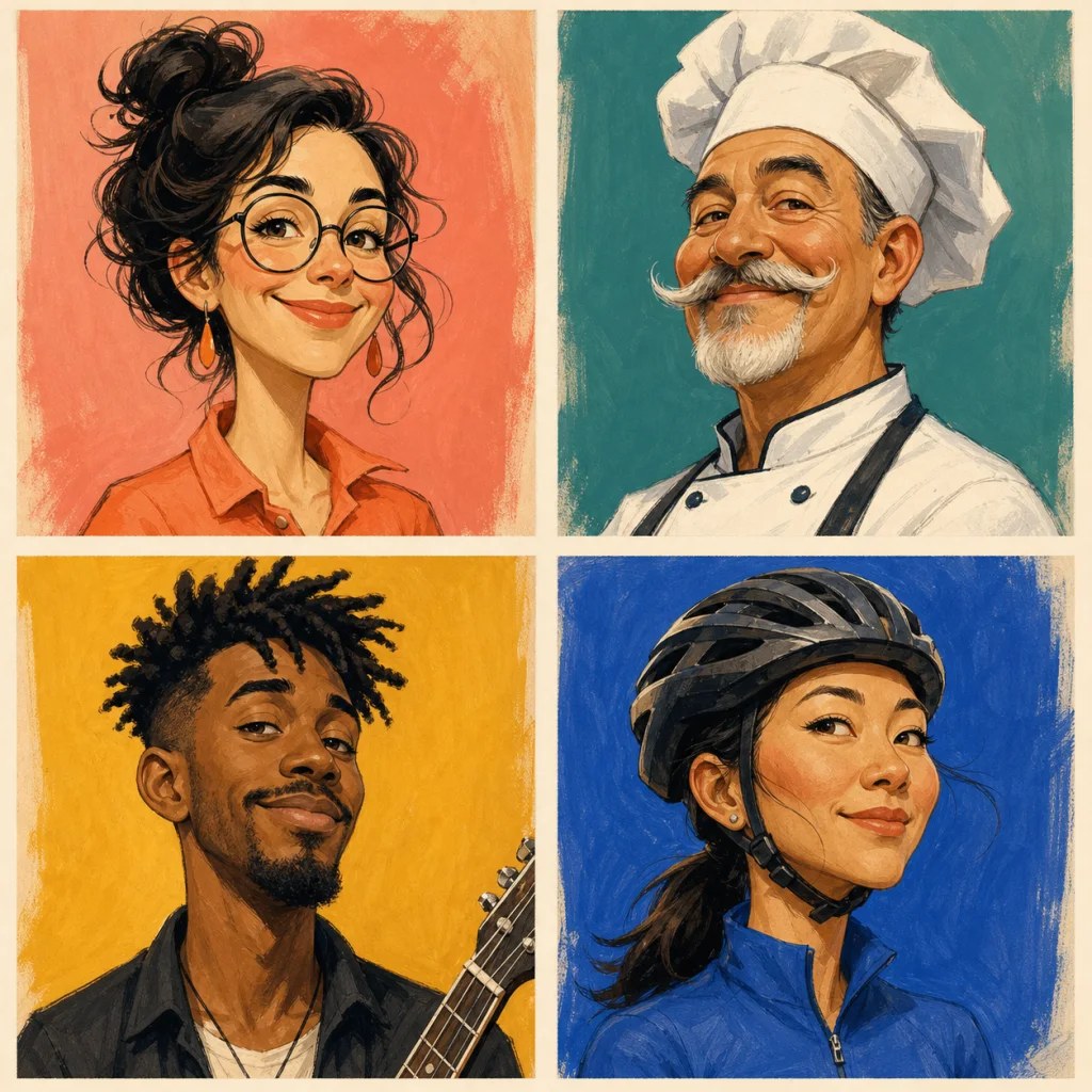 Profilo amichevole creato con Creatore di Caricature con IA