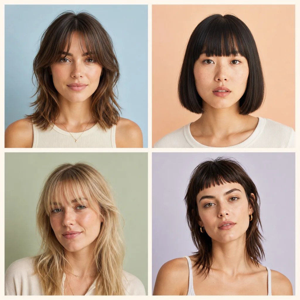Portrait with layered curtain bangs