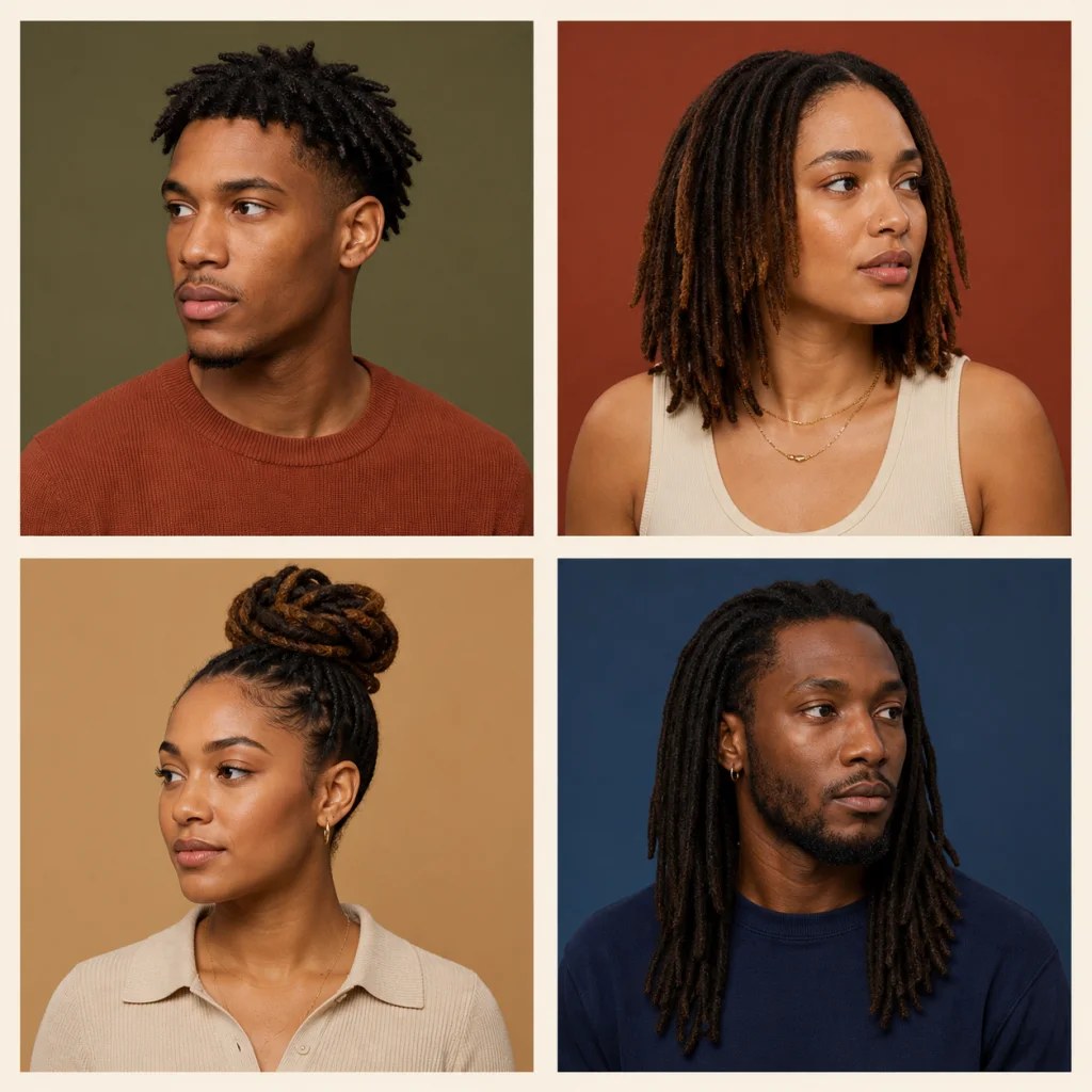 Portrait with short starter loc hairstyle