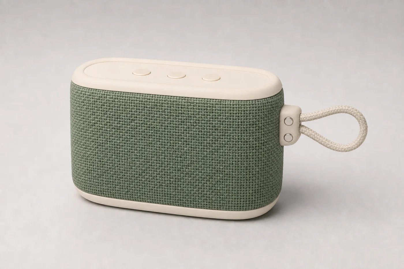 Portable speaker recolored sage green and warm ivory