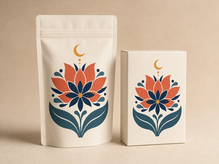 Mockup di packaging commerciale generato con IA