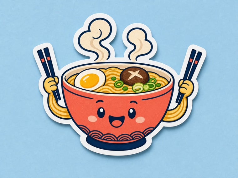 Sticker original de personaje de comida generado con IA