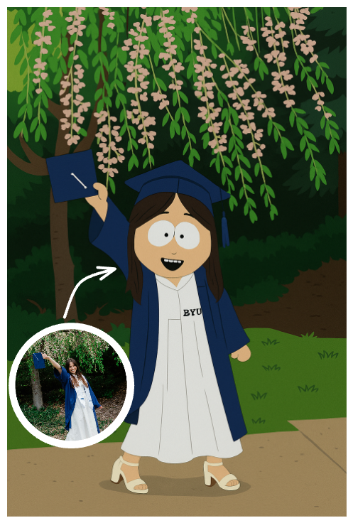 South Park graduation photo style transformation