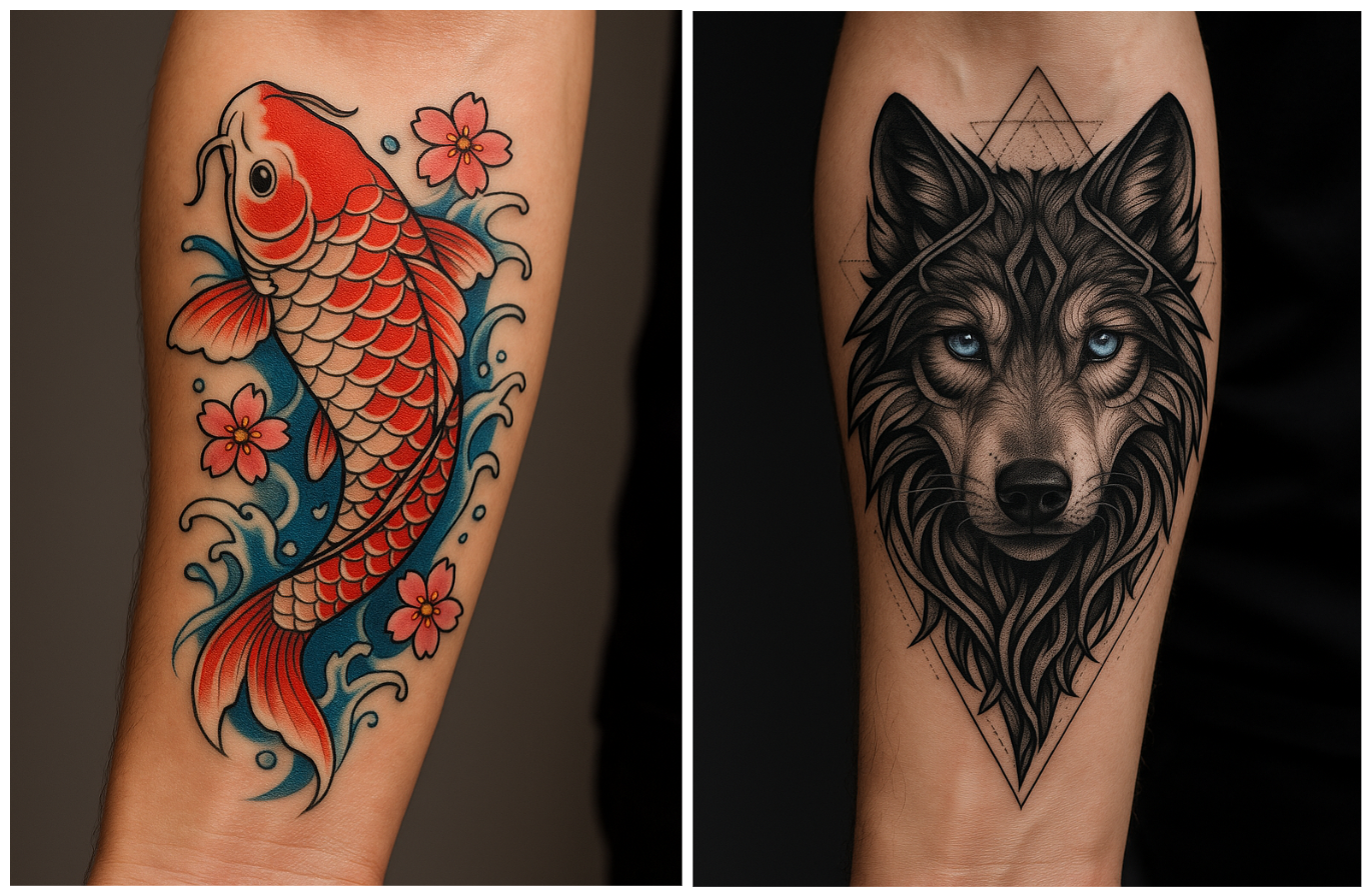 FiltrixAI tattoo generator - Realistic skin preview on different body areas and skin tones
